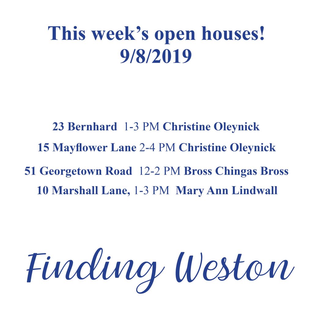 Weston, Connecticut open house list 